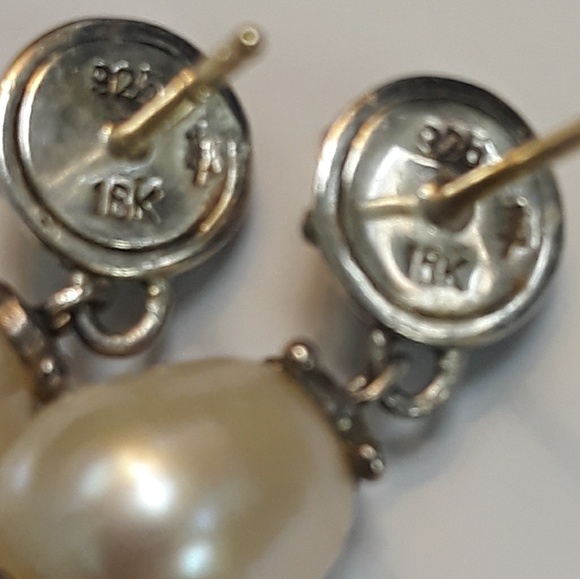 John Hardy SS/18k Smokey Quartz & Pearl Earrings - Picture 3 of 6